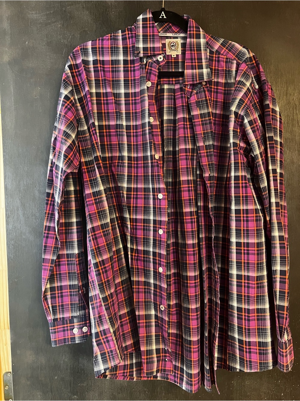 Cinch Men's Plaid Button-Down Shirt - Pink, Black, White